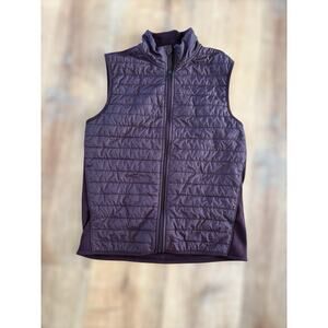 Perry Ellis Womens Small Burgundy Puffy Vest Windbreaker Zip Front Warm